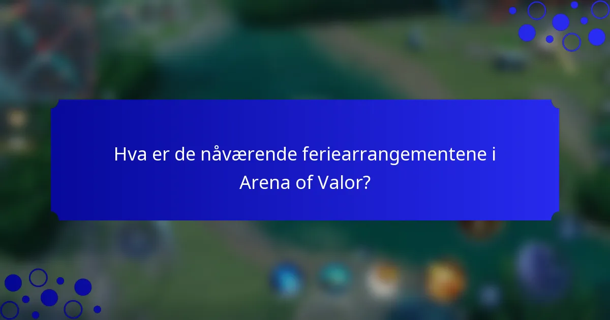Hva er de nåværende feriearrangementene i Arena of Valor?