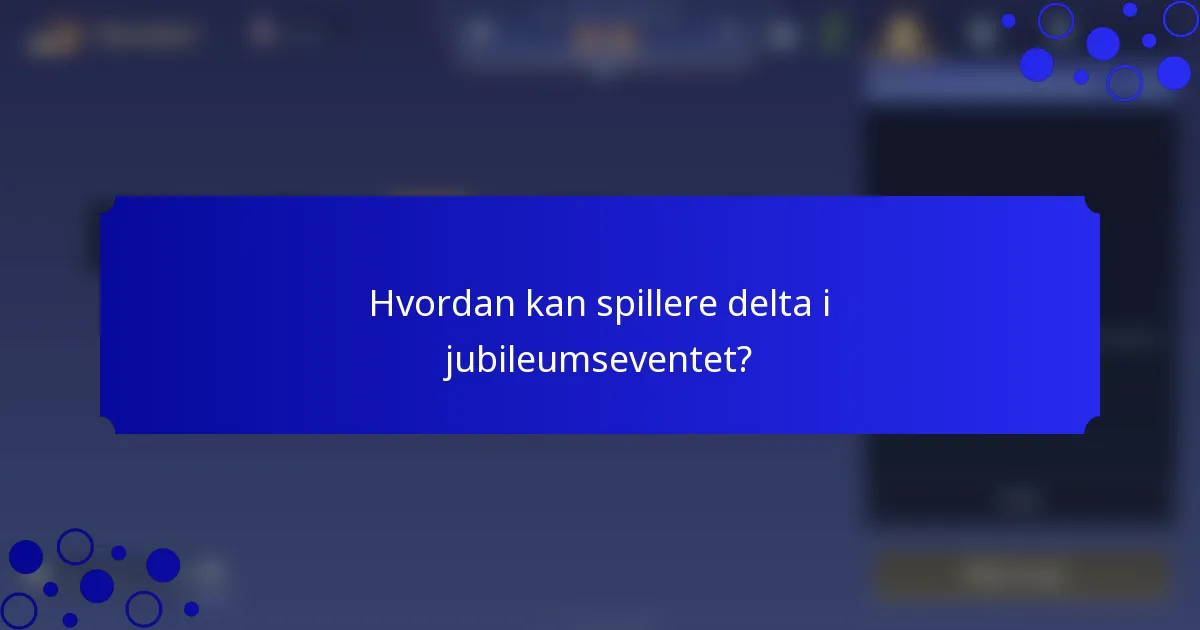 Hvordan kan spillere delta i jubileumseventet?