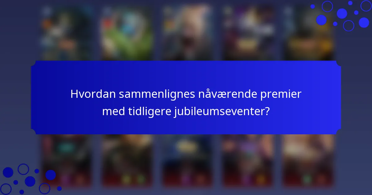 Hvordan sammenlignes nåværende premier med tidligere jubileumseventer?